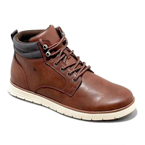 Goodfellow Maxwell Men's Brown High Top Polished Lace-Up Faux Leather Boots NEW! - Picture 6 of 8